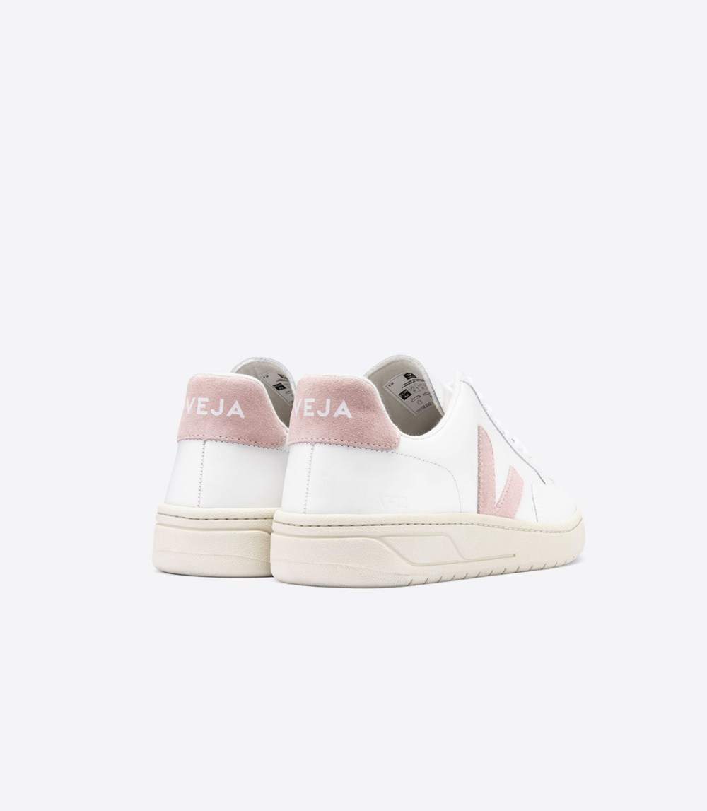 Tenis Veja Mujer - V-12 Cuero - Blancos/Rosas - 251XFKPZG